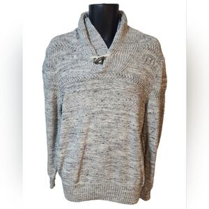 H&M Men's Heather Gray Shawl Collar Toggle Sweater